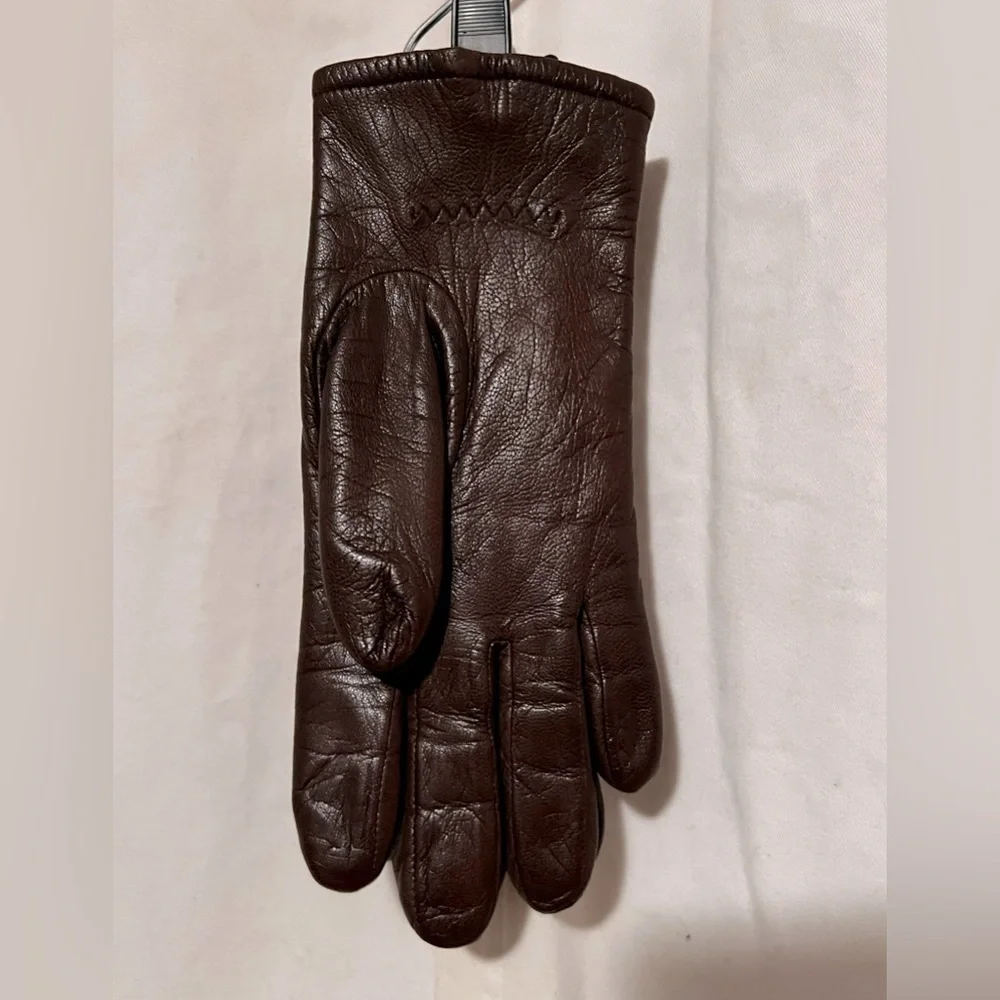 Fownes Dark Brown Leather Gloves Womens Sz 8 Super‎ Soft